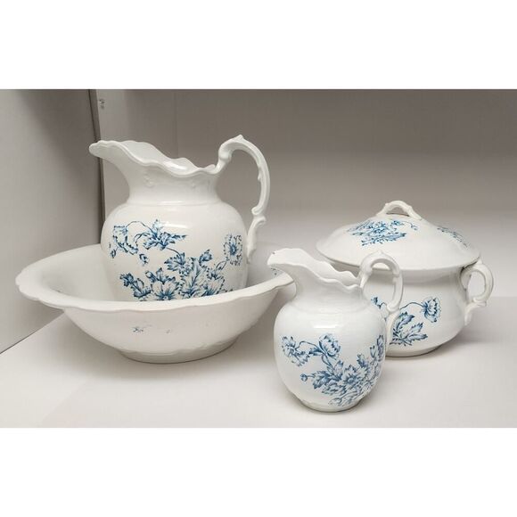 Warranted England Antique 1940s 5pc Pitcher/ Basin Wash Set Super Rare Find - Picture 2 of 16